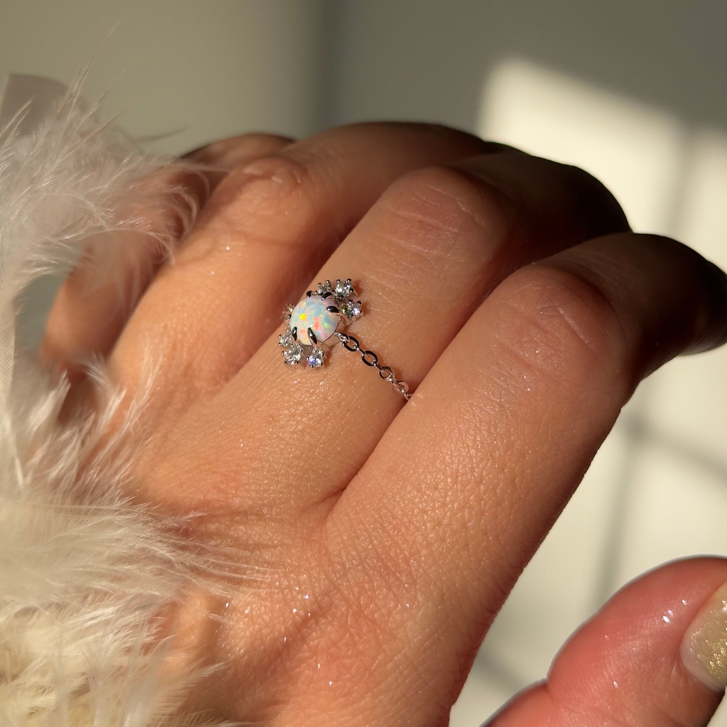 NEW! Stardust Opal Chain Ring