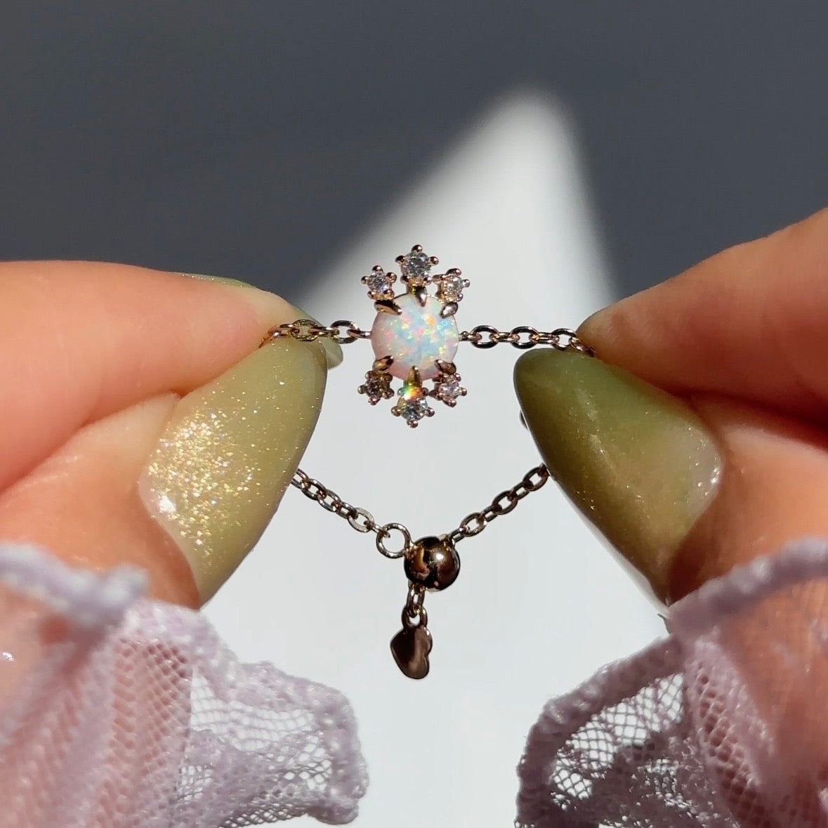 NEW! Stardust Opal Chain Ring
