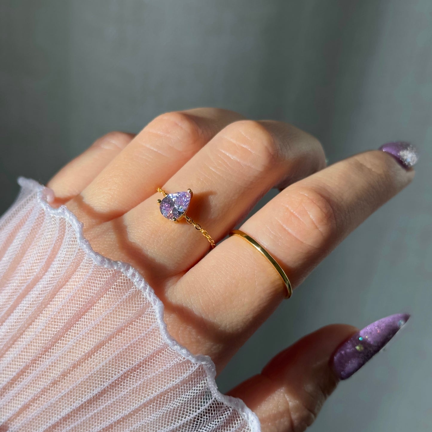 Light Amethyst Self-Love Chain Ring