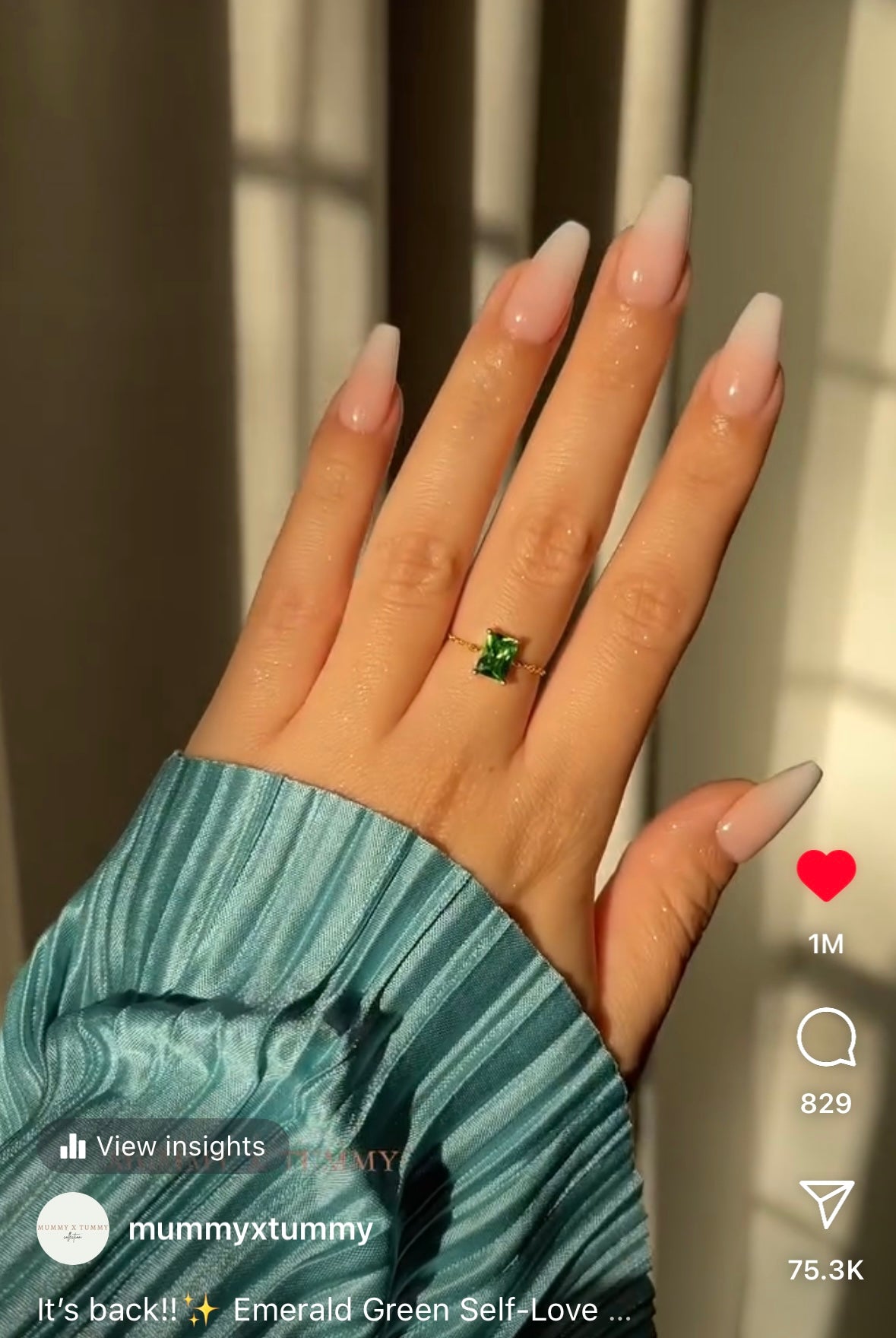 Emerald Green Self-Love Chain Ring