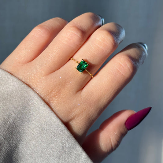 Emerald Green Self-Love Chain Ring