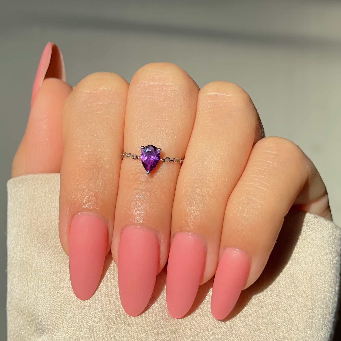 Purple Amethyst Self-Love Chain Ring