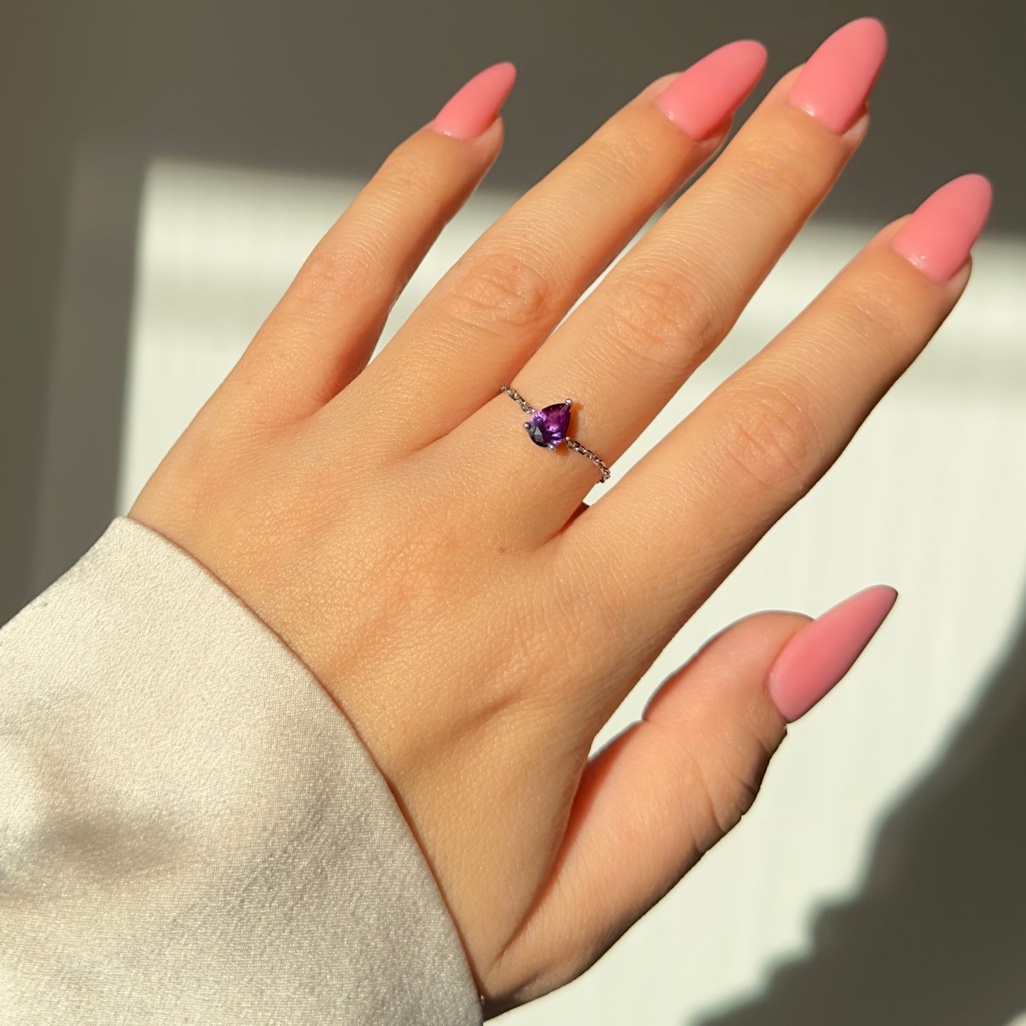 Purple Amethyst Self-Love Chain Ring