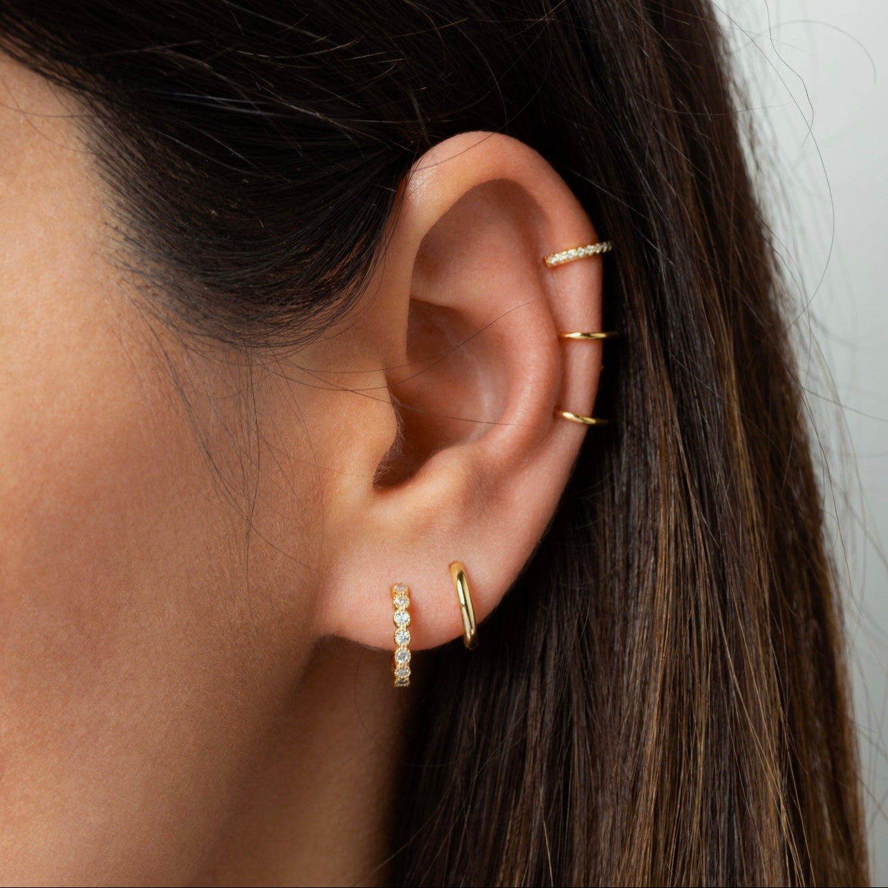 ¡NUEVO! Ear cuff triple: oro de 14 quilates sobre plata de ley