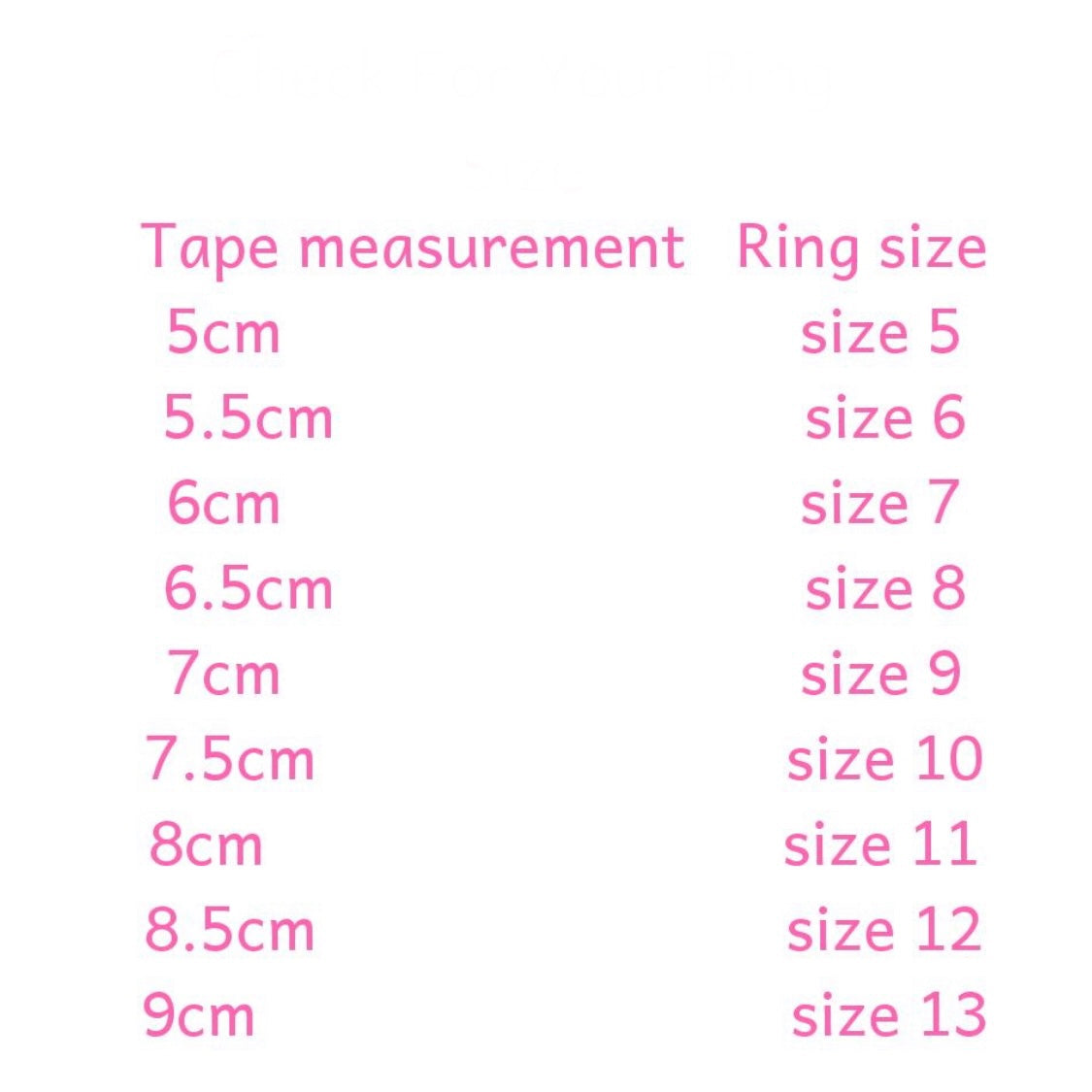 Ring size for 7.5 shop cm